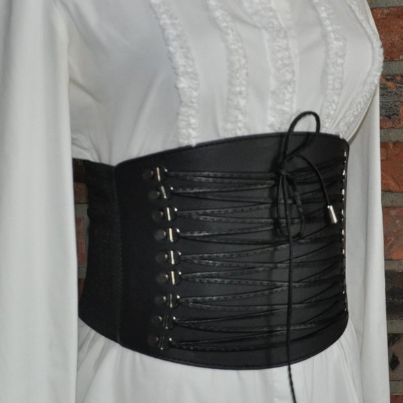 Black Lace-Up Women's Belt - Picture 1 of 5